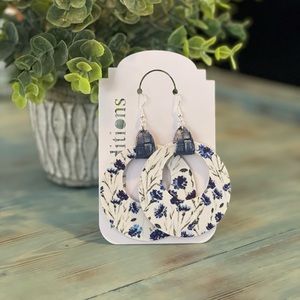 3/$25 Wildflower Faux Leather Earrings